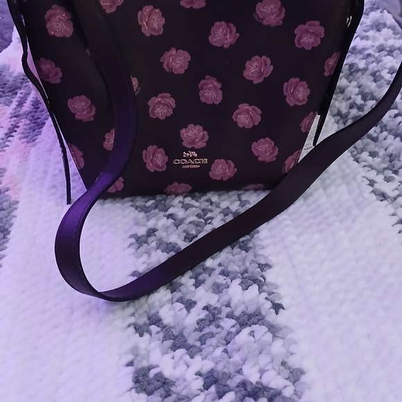 Authentic Coach Hobo Sparkle Floral Print Pebble Leather Crossbody Bag - Picture 2 of 9